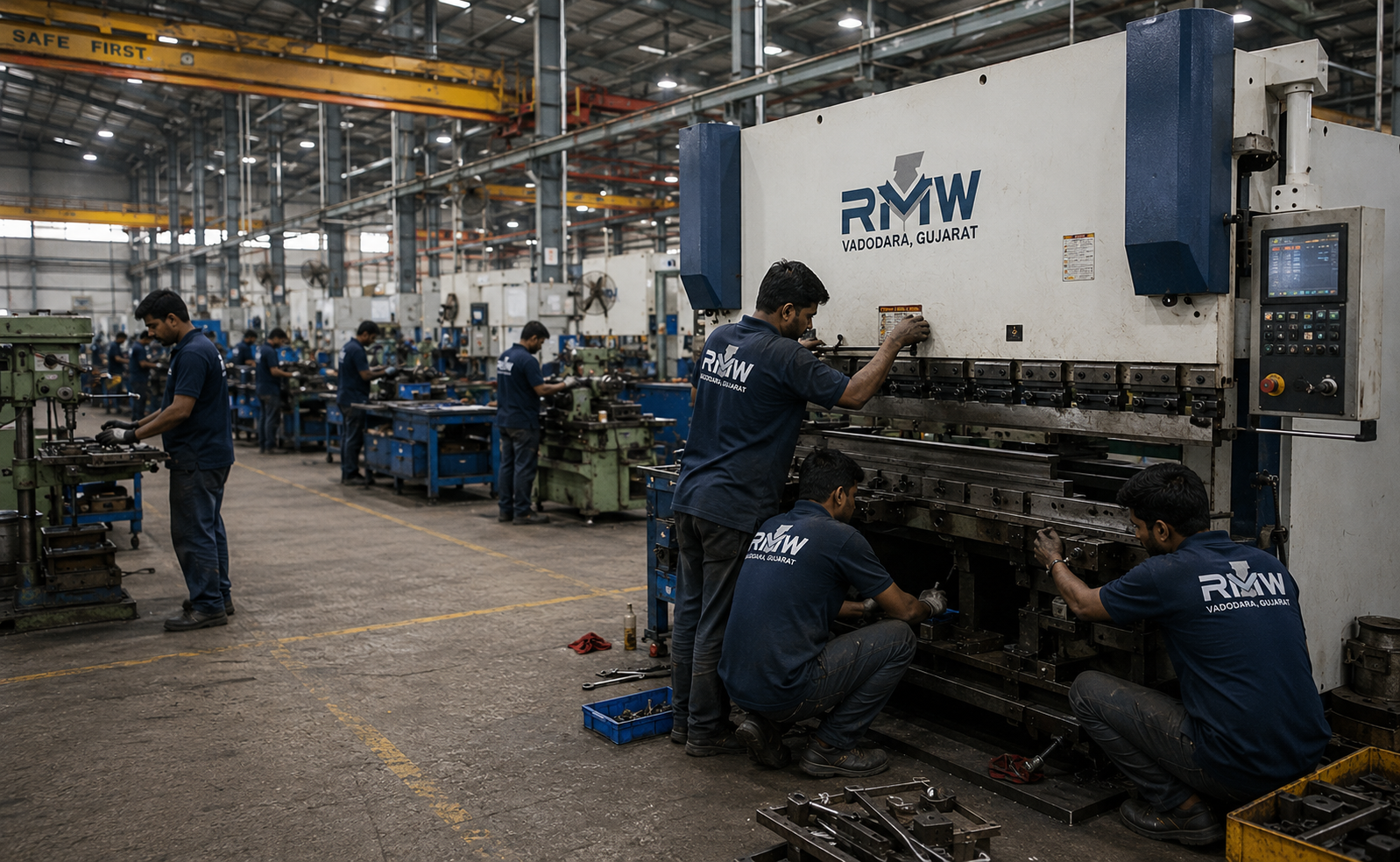 RMW engineers servicing a press brake machine