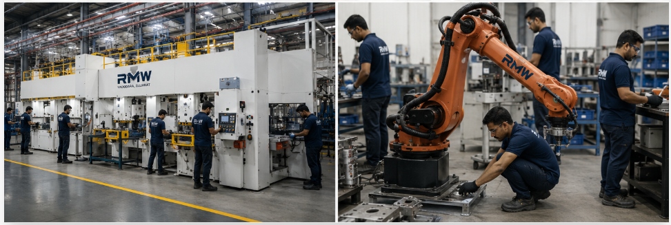 RMW production line with press and robotic handling
