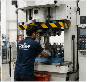 RMW technician working at a power press