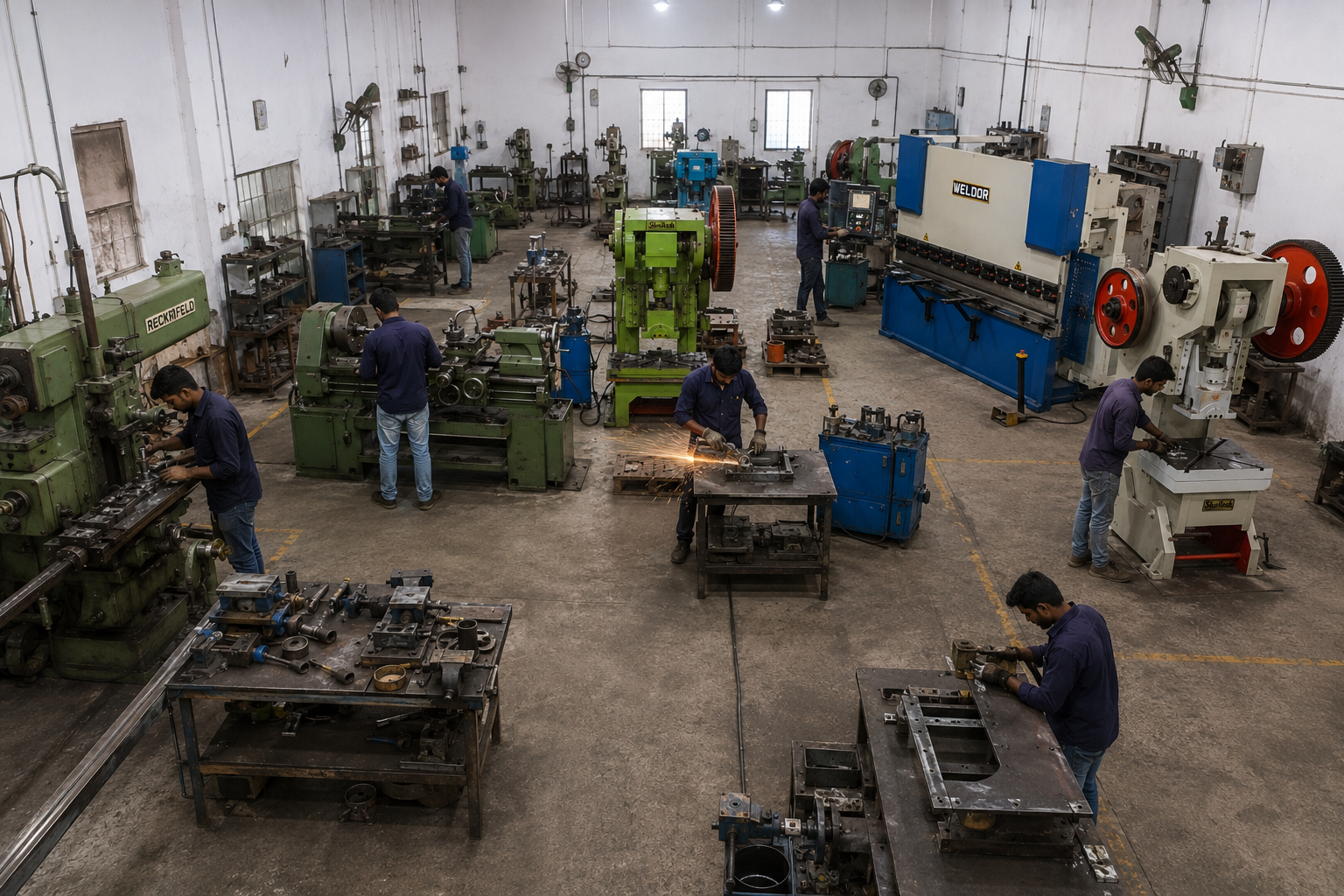 RMW production floor with machines being worked on