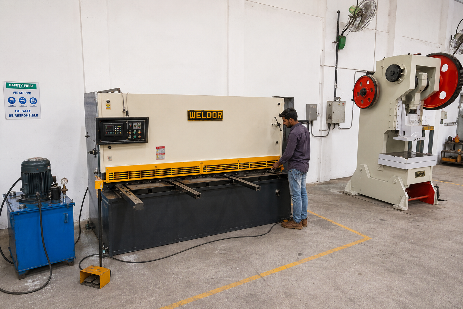 Operator at a WELDOR shearing machine